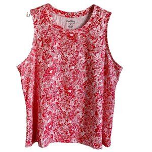 Coral Bay Cotton Floral Butterfly Seashell Print Sleeveless Top Women's 1X NEW